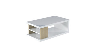 Kavos staliukas ADRK Furniture Luke, baltas/ąžuolo spalvos kaina ir informacija | Kavos staliukai | pigu.lt