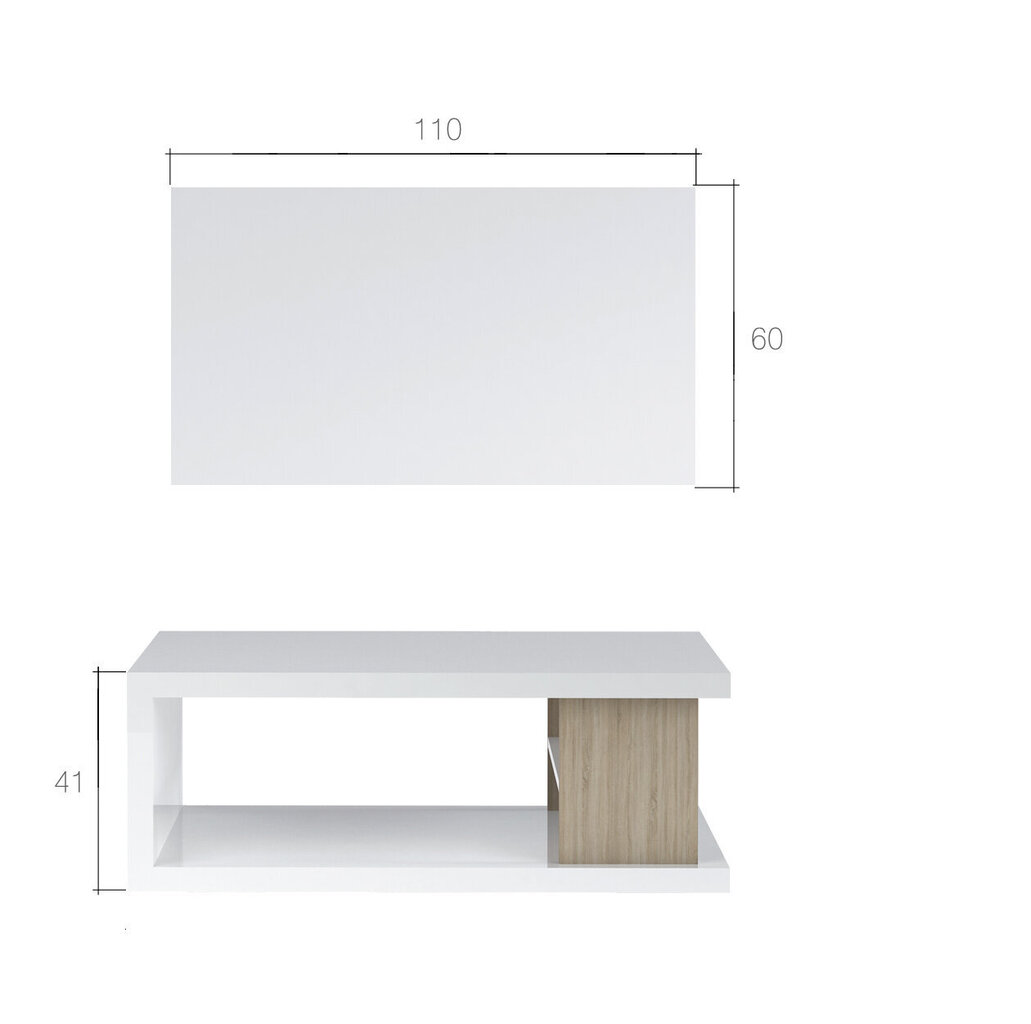 Kavos staliukas ADRK Furniture Luke, baltas/juodas kaina ir informacija | Kavos staliukai | pigu.lt