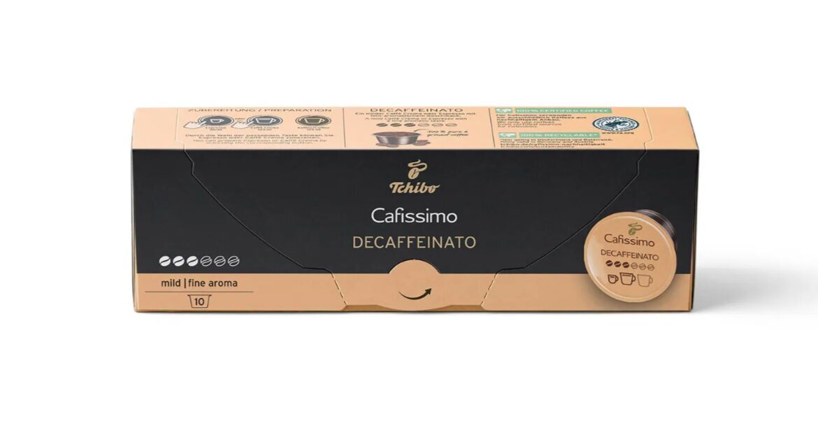 Tchibo kavos kapsulės Cafissimo Caffe Crema Decaffeinato, 10 vnt. цена и информация | Kava, kakava | pigu.lt