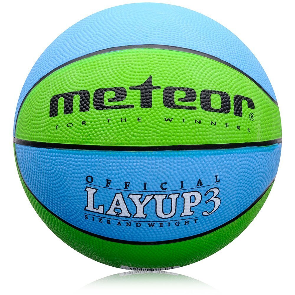 Krepšinio kamuolys METEOR Layup, 3 dydis, mėlynas/žalias цена и информация | Krepšinio kamuoliai | pigu.lt