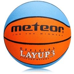 Баскетбольный мяч METEOR Layup, размер 3, синий / оранжевый цена и информация | Баскетбольные мячи | pigu.lt
