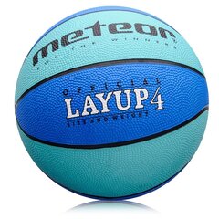 Баскетбольный мяч METEOR LAYUP, размер 4, синий цена и информация | Баскетбольные мячи | pigu.lt