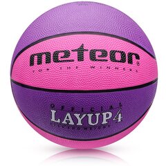 Баскетбольный мяч METEOR LAYUP, размер 4, фиолетовый/розовый цена и информация | Баскетбольные мячи | pigu.lt