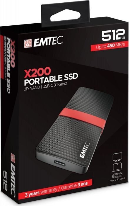 Emtec ECSSD512GX200 kaina ir informacija | Išoriniai kietieji diskai (SSD, HDD) | pigu.lt