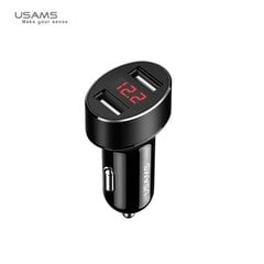 USAMS Ład. sam. 2xUSB C1 2,1A LED czarny|black CC45GC01 (US-CC045) kaina ir informacija | Laidai telefonams | pigu.lt