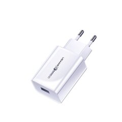 Usams US-CC083 Адаптивная & Компактная QuickCharge 3.0 Fast 18W Зарядка 3А с Защитой от перегрева Белый цена и информация | Зарядные устройства для телефонов | pigu.lt
