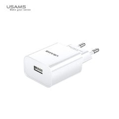 Сетевая зарядка USAMS. 1xUSB T18 2.1A (только головка) белый|белая быстрая зарядка CC075TC01 цена и информация | Зарядные устройства для телефонов | pigu.lt