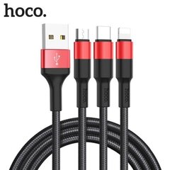 Кабель Hoco X26 USB 3IN1 USB TYPE-C/8-PIN APPLE LIGHTNING/USB MICRO, 1 м цена и информация | Кабели и провода | pigu.lt