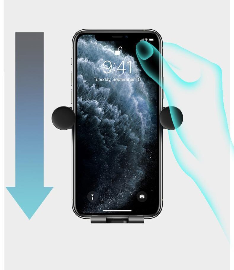 Telefono laikiklis Wozinsky Horizontal / Vertical Gravity Car Mount, skirtas Air Outlet, juodas (Wch-04) kaina ir informacija | Telefono laikikliai | pigu.lt