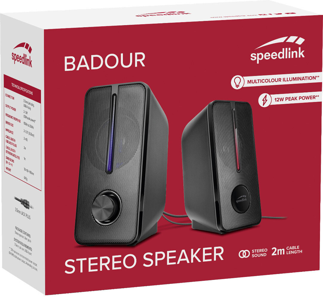 SpeedLink Badour SL-810006-BK kaina ir informacija | Garso kolonėlės | pigu.lt