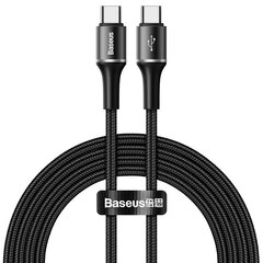 Baseus HALO USB-C -> USB-C провод подзарядки 60 Вт / PD 2.0 / LED / 200 см, черный цена и информация | Кабели для телефонов | pigu.lt