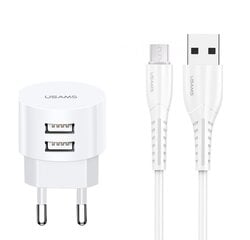 Usams US-T20 Set 2in1 Круглой формы Компактная Быстрая 2.1A Сетевая зарядка + USB на Lightning 1м Кабель Белый цена и информация | Usams Мобильные телефоны, Фото и Видео | pigu.lt