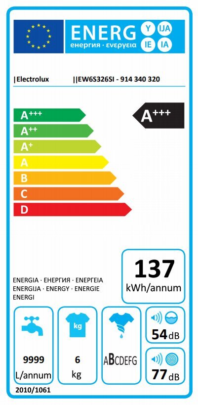 Skalbimo mašina pakraunama iš priekio Electrolux EW6S326SI kaina | pigu.lt