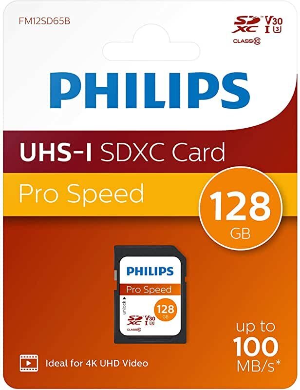 Philips SDXC 128GB Class 10 UHS-I U3 V30 A1 цена и информация | Atminties kortelės telefonams | pigu.lt