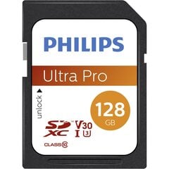Philips SDXC 128GB Class 10 UHS-I U3 V30 A1 kaina ir informacija | Atminties kortelės telefonams | pigu.lt