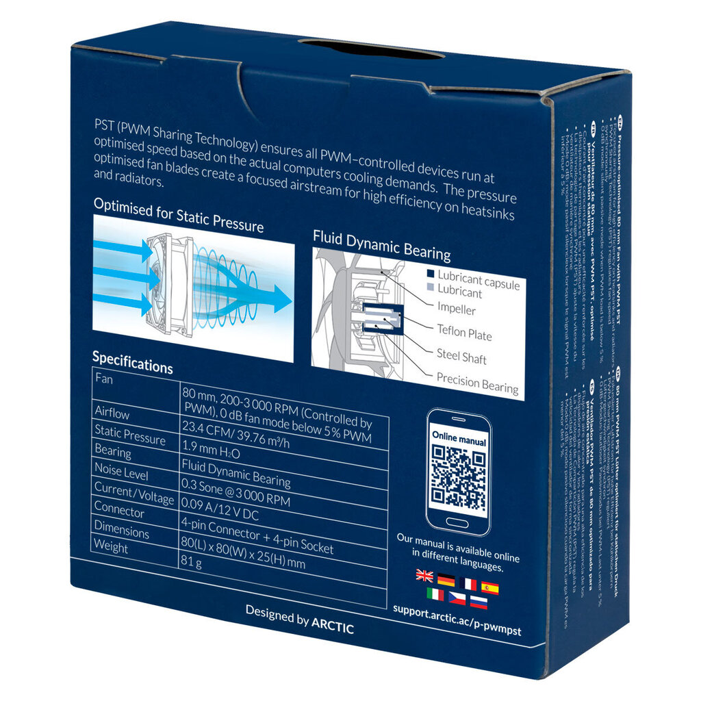 ARCTIC P8 PWM PST korpuso ventiliatorius, 4-pin, 80mm, juodas цена и информация | Kompiuterių ventiliatoriai | pigu.lt