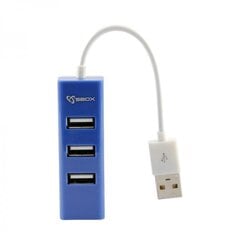 Sbox H-204 USB 4 порта USB HUB черника синий цена и информация | Адаптеры, USB-разветвители | pigu.lt