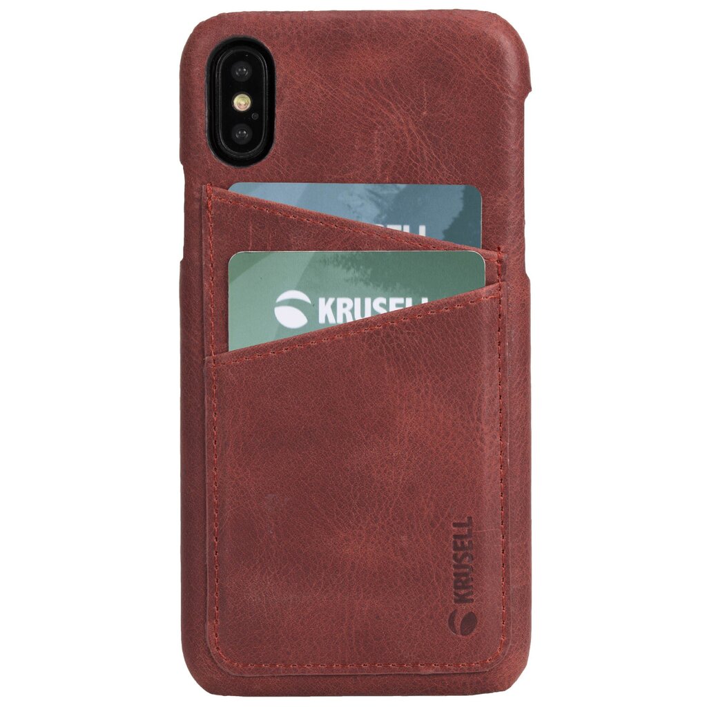 Krusell Sunne 2 Card Cover, skirtas Apple iPhone XS, raudonas kaina ir informacija | Telefono dėklai | pigu.lt