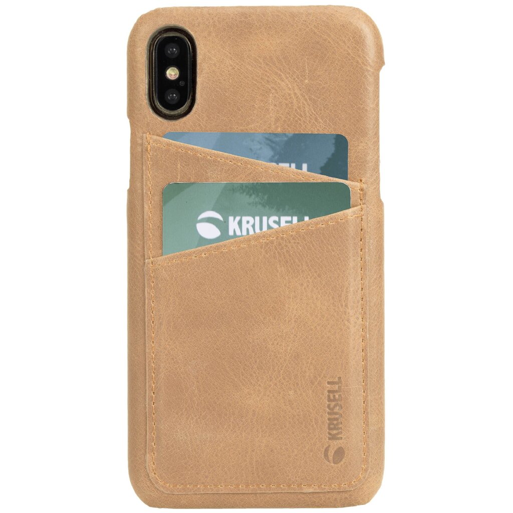 Krusell Sunne 2 Card Cover, skirtas Apple iPhone X/XS, rudas kaina ir informacija | Telefono dėklai | pigu.lt