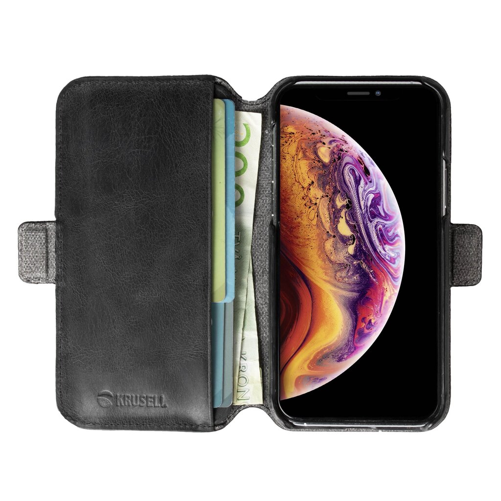 Krusell Sunne PhoneWallet 2in1, skirtas Apple iPhone 11 Pro, juodas kaina ir informacija | Telefono dėklai | pigu.lt