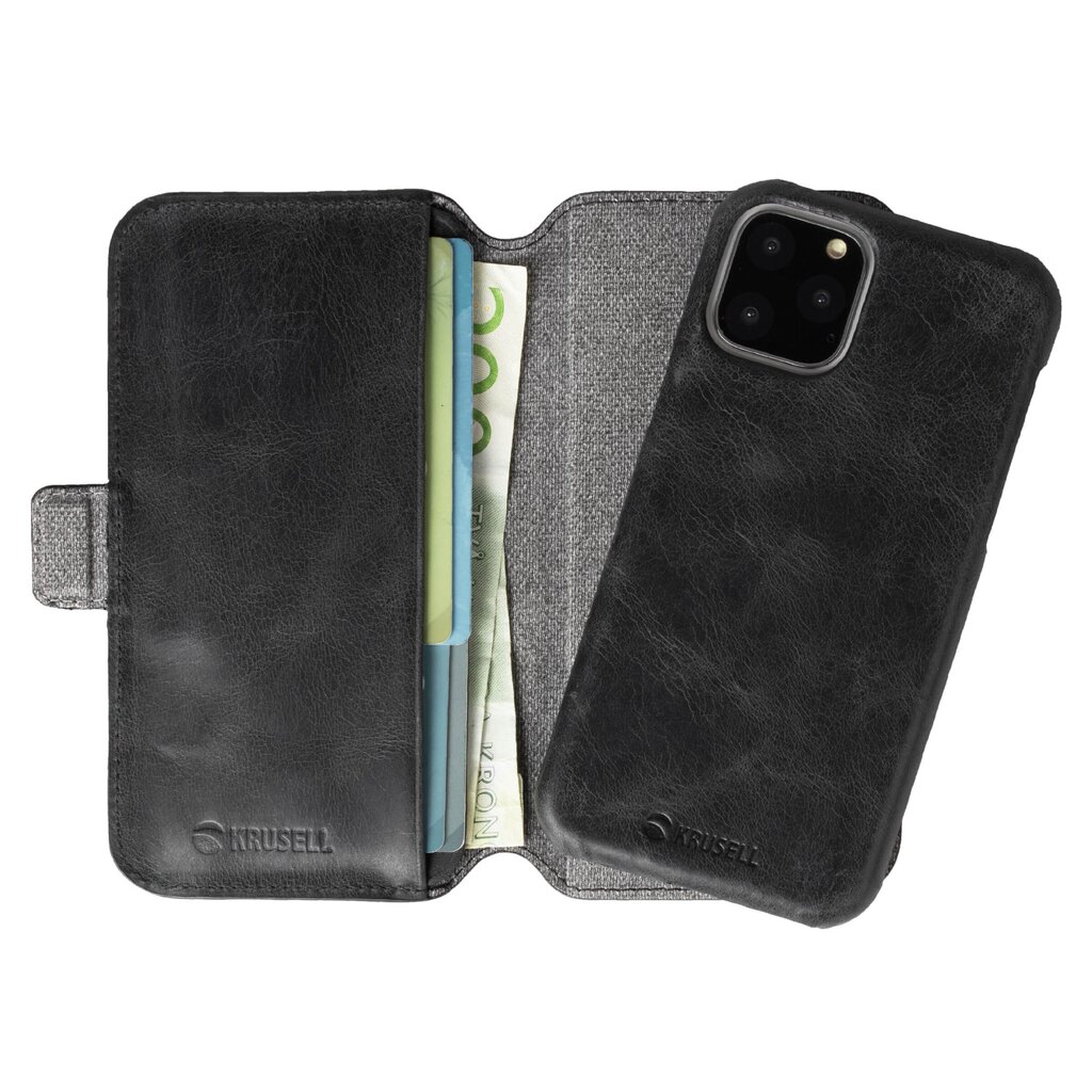 Krusell Sunne PhoneWallet 2in1, skirtas Apple iPhone 11 Pro, juodas kaina ir informacija | Telefono dėklai | pigu.lt