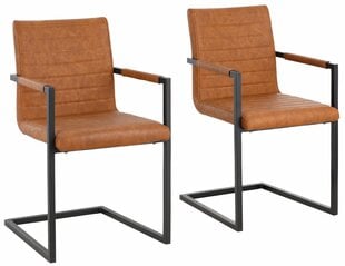 2-jų valgomojo kėdžių komplektas Notio Living Sandra, su porankiais, rudas kaina ir informacija | Virtuvės ir valgomojo kėdės | pigu.lt