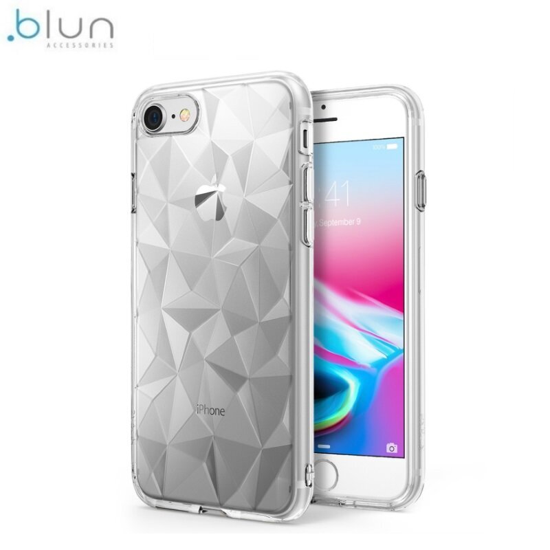 Blun 3D Prism Shape Super Thin Silicone Back cover case, skirtas Xiaomi Redmi Note 8, skaidrus kaina ir informacija | Telefono dėklai | pigu.lt