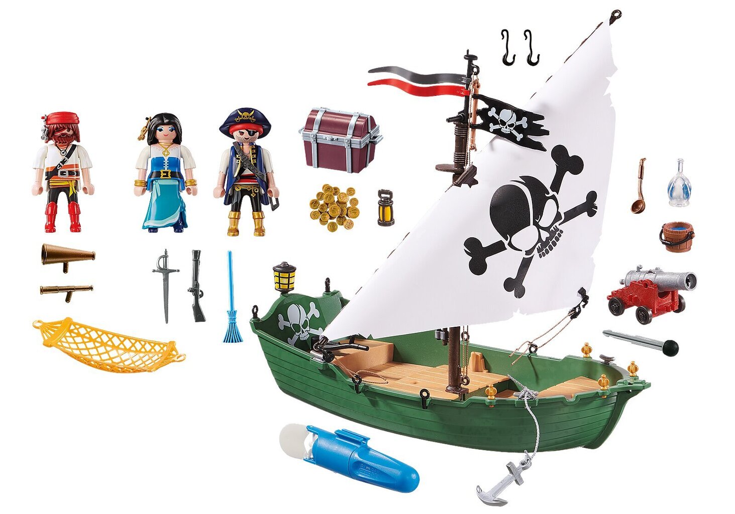 70151 PLAYMOBIL® Pirates, Piratų laivas su povandeniniu varikliu цена и информация | Konstruktoriai ir kaladėlės | pigu.lt