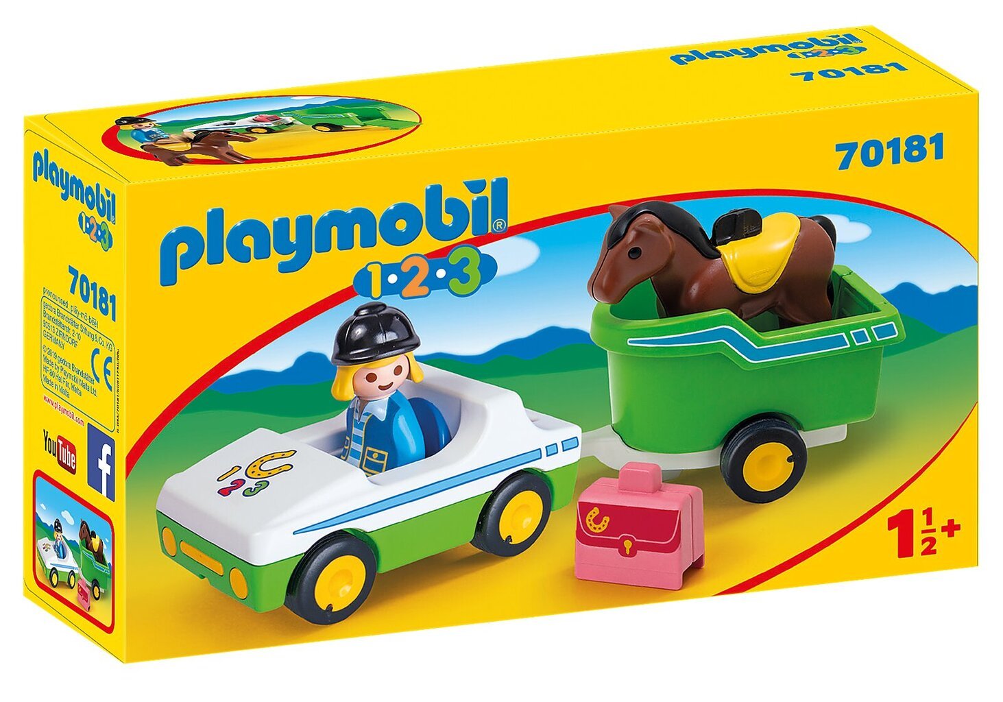 70181 PLAYMOBIL® 1.2.3. Automodelis su arklio vežimu цена и информация | Konstruktoriai ir kaladėlės | pigu.lt