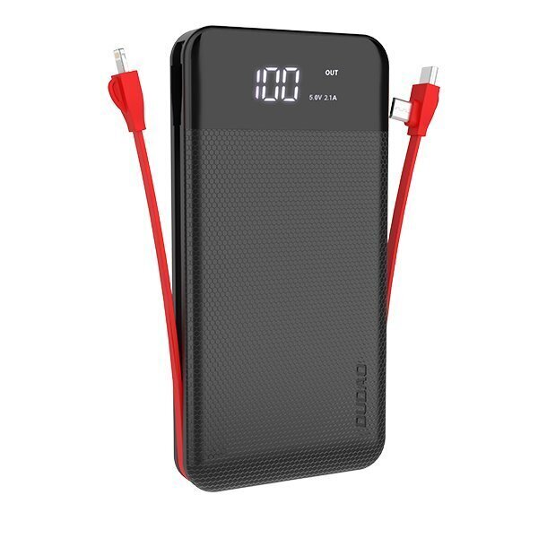 Išorinė baterija Dudao 2xUSB, 10000mAh, 2A, Lightning / USB Type C/micro USB 3A, juoda (K1A black) цена и информация | Atsarginiai maitinimo šaltiniai (power bank) | pigu.lt