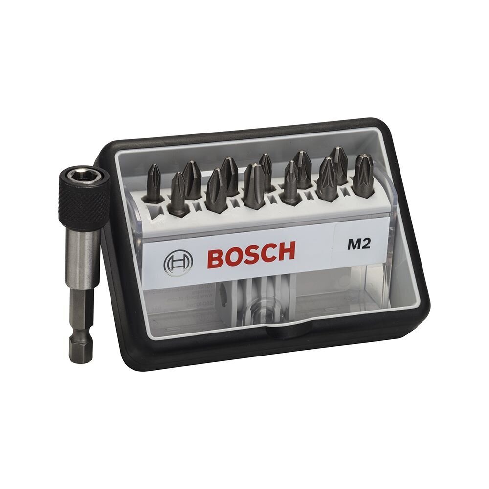 Bosch ypač kietas „Phillips“ + „Pozi“ atsuktuvų antgalių rinkinys 12 + 1, 2607002564 цена и информация | Suktuvai, gręžtuvai | pigu.lt