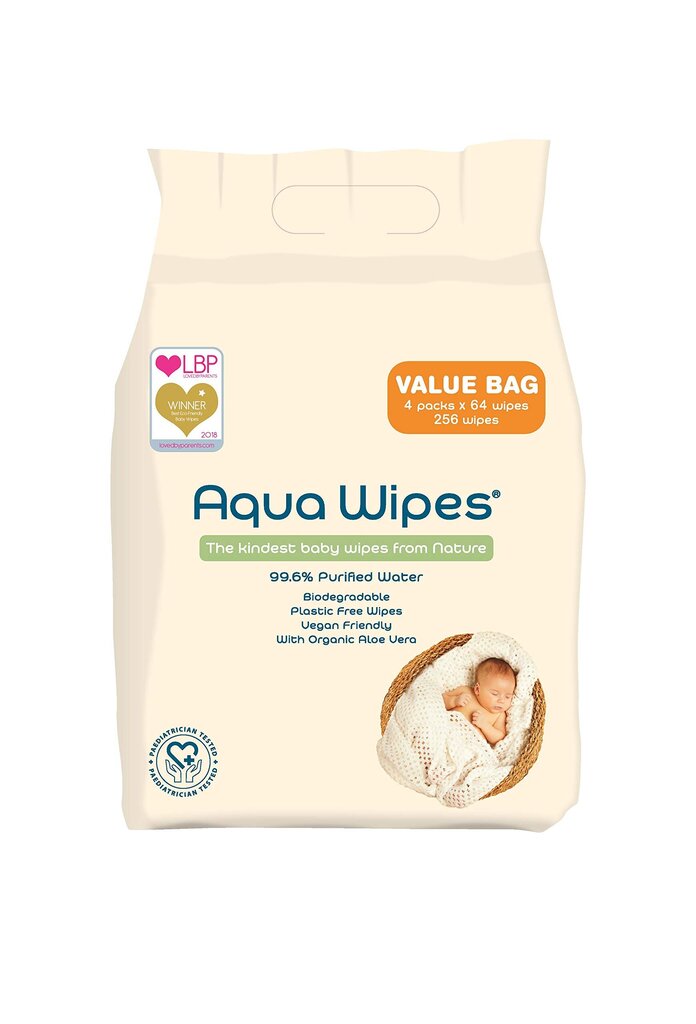 Aqua Wipes drėgnos servetėlės, 4x64 vnt. цена и информация | Drėgnos servetėlės, paklotai | pigu.lt