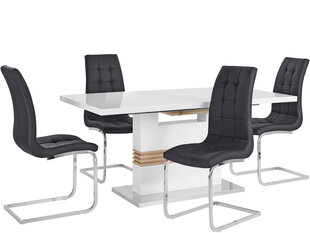Комплект мебели для столовой Notio Living Pavlos 160/Lola, черный/белый цена и информация | Комплекты мебели для столовой | pigu.lt
