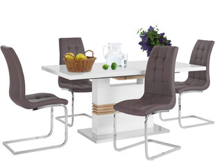 Комплект мебели для столовой Notio Living Pavlos 160 / Lola, белый / коричневый цена и информация | Комплекты мебели для столовой | pigu.lt