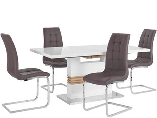 Комплект мебели для столовой Notio Living Pavlos 160 / Lola, белый / коричневый цена и информация | Комплекты мебели для столовой | pigu.lt
