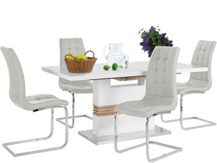 Комплект мебели для столовой Notio Living Pavlos 160 / Lola, белый / светло-серый цена и информация | Комплекты мебели для столовой | pigu.lt