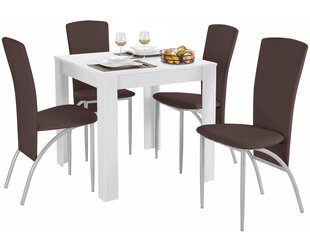 Комплект мебели для столовой Notio Living Lori 80/Nevada, белый/коричневый цена и информация | Комплекты мебели для столовой | pigu.lt