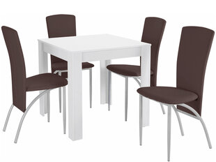 Комплект мебели для столовой Notio Living Lori 80/Nevada, белый/коричневый цена и информация | Комплекты мебели для столовой | pigu.lt