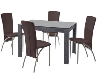 Комплект мебели для столовой Notio Living Lori 120/Nevada, темно-серый/коричневый цена и информация | Комплекты мебели для столовой | pigu.lt
