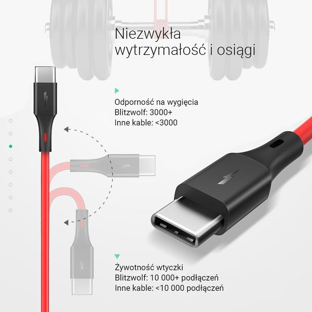 Kabelis Blitzwolf USB - USB type C, 1,8m BW-TC15, raudonas kaina ir informacija | Kabeliai ir laidai | pigu.lt