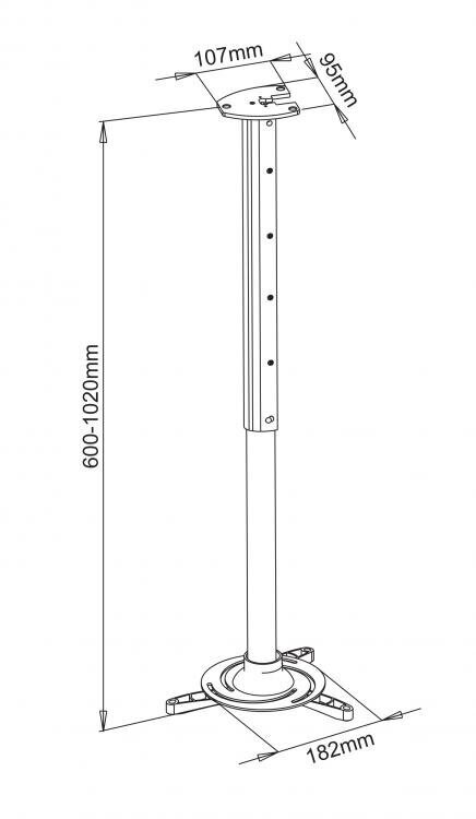 Sbox Projector Ceiling Mount max336mm 15kg PM-102XL kaina ir informacija | Projektorių priedai | pigu.lt