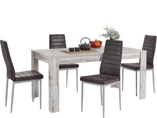 Комплект мебели для столовой Notio Living Lori 160/Kota, беловатый/темно-коричневый цена и информация | Комплекты мебели для столовой | pigu.lt