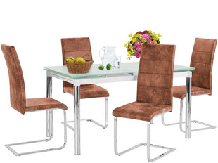 Notio Living Nelsy 80, комплект мебели для столовой белый/коричневый цена и информация | Комплекты мебели для столовой | pigu.lt