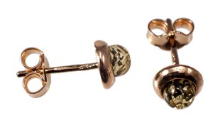 Auksiniai auskarai su žaliuoju gintaru. kaina ir informacija | Auskarai | pigu.lt
