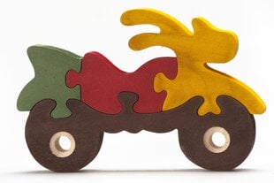 Medinė spalvota dėlionė „Motociklas“ цена и информация | Игрушки для малышей | pigu.lt