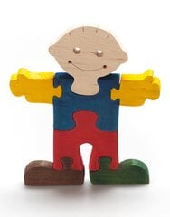 Medinė spalvota dėlionė „Berniukas“ kaina ir informacija | Lavinamieji žaislai | pigu.lt