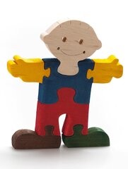 Medinė spalvota dėlionė „Berniukas“ kaina ir informacija | Lavinamieji žaislai | pigu.lt