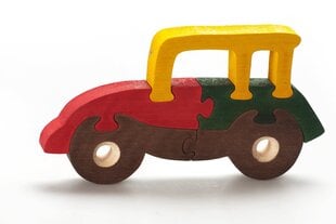 Medinė spalvota dėlionė „Mašinėlė“ kaina ir informacija | Lavinamieji žaislai | pigu.lt