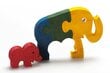 Medinė spalvota dėlionė „Dramblys“ kaina ir informacija | Žaislai kūdikiams | pigu.lt