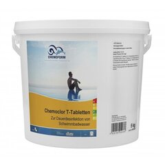 Lėtai tirpstančios 20 g chloro tabletės CHEMOFORM CHEMOCLOR T (lėtas chloras), 5 kg цена и информация | Химия для бассейнов | pigu.lt